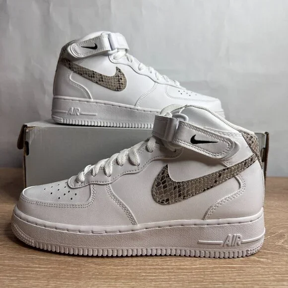 Nike Air Force 1 '07 Mid White Snake Swoosh - Picture 3 of 11